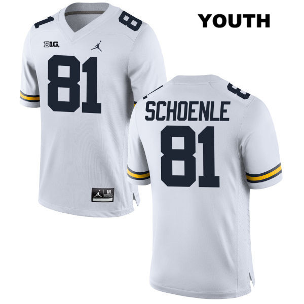 Youth NCAA Michigan Wolverines Nate Schoenle #81 White Jordan Brand Authentic Stitched Football College Jersey GP25S86KA